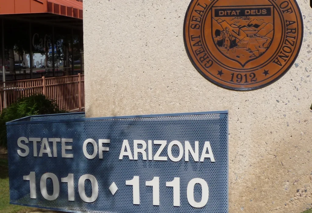 State of Arizona sign with seal.