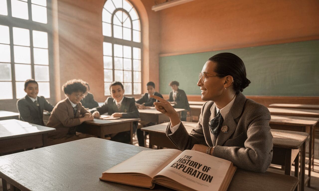 A teacher engaging students in a classroom discussion.