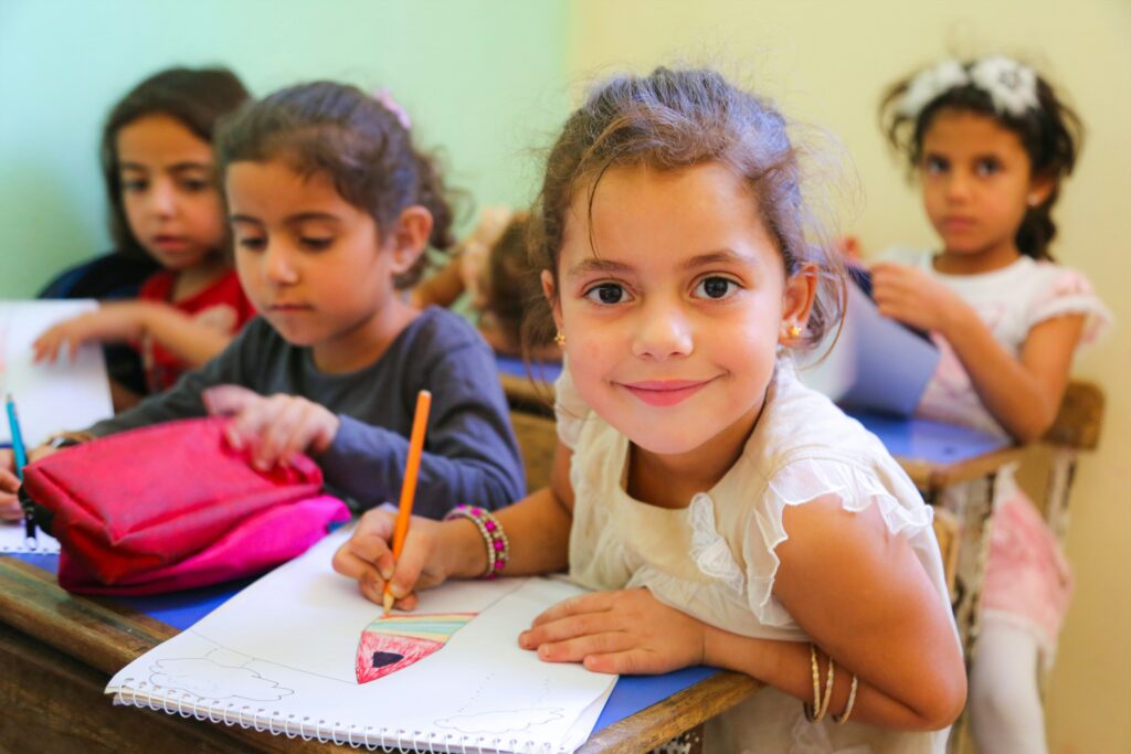 Young girls in a classroom setting